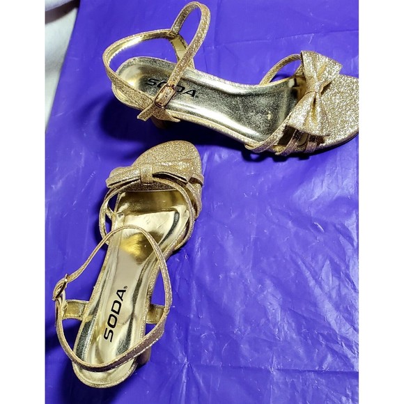 Soda 3 Children's Girl's Open Toe Slingback Block High Heel Sandals Flawed - Picture 3 of 12